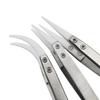 Stainless Steel Tweezers with White Ceramic Tips: Straight & Bent, Heat & Corrosion Resistant.