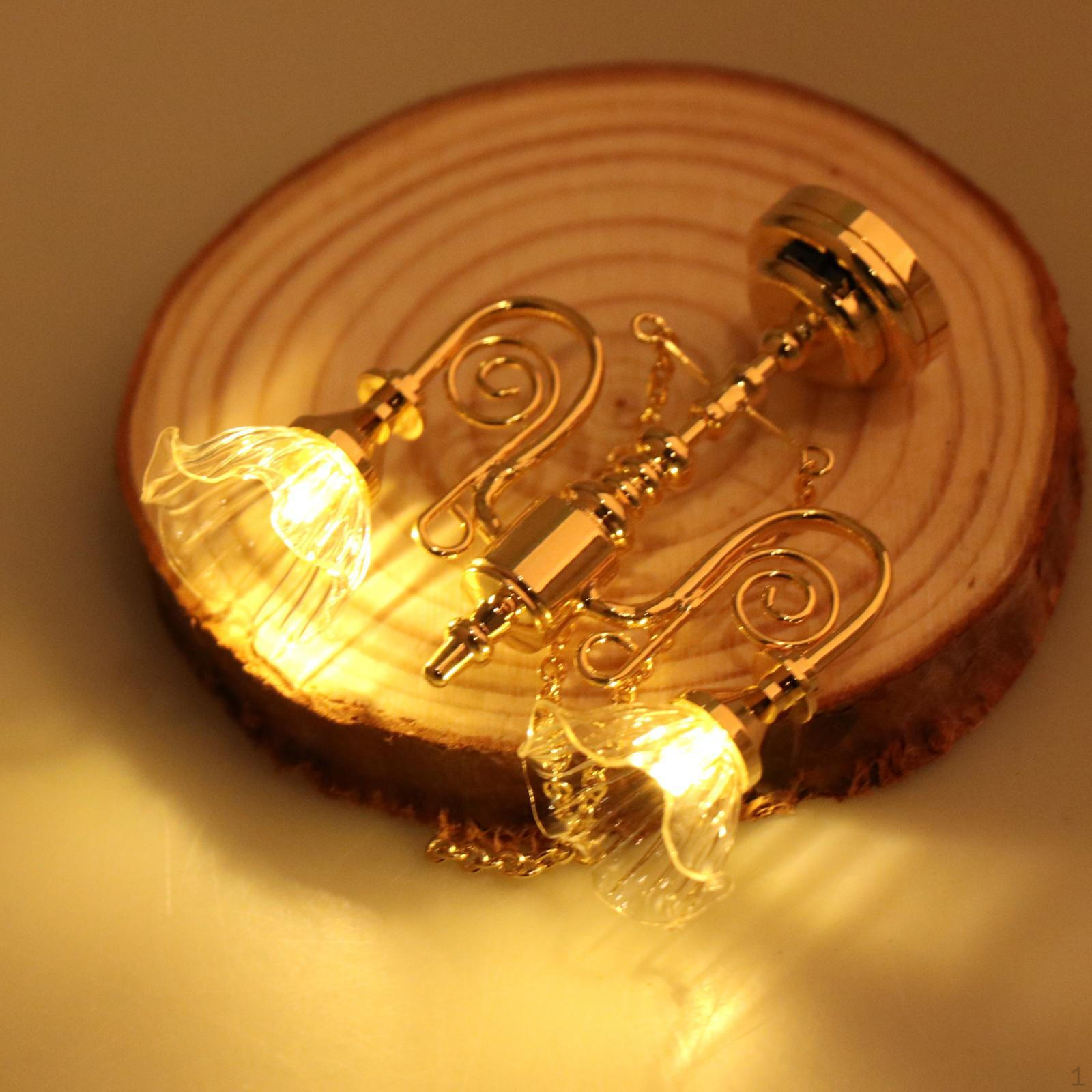 

1/12 Мини Подвесной Потолочный Светильник Украшения Коллекции Миниатюрная Мебель Для Комнаты золотой