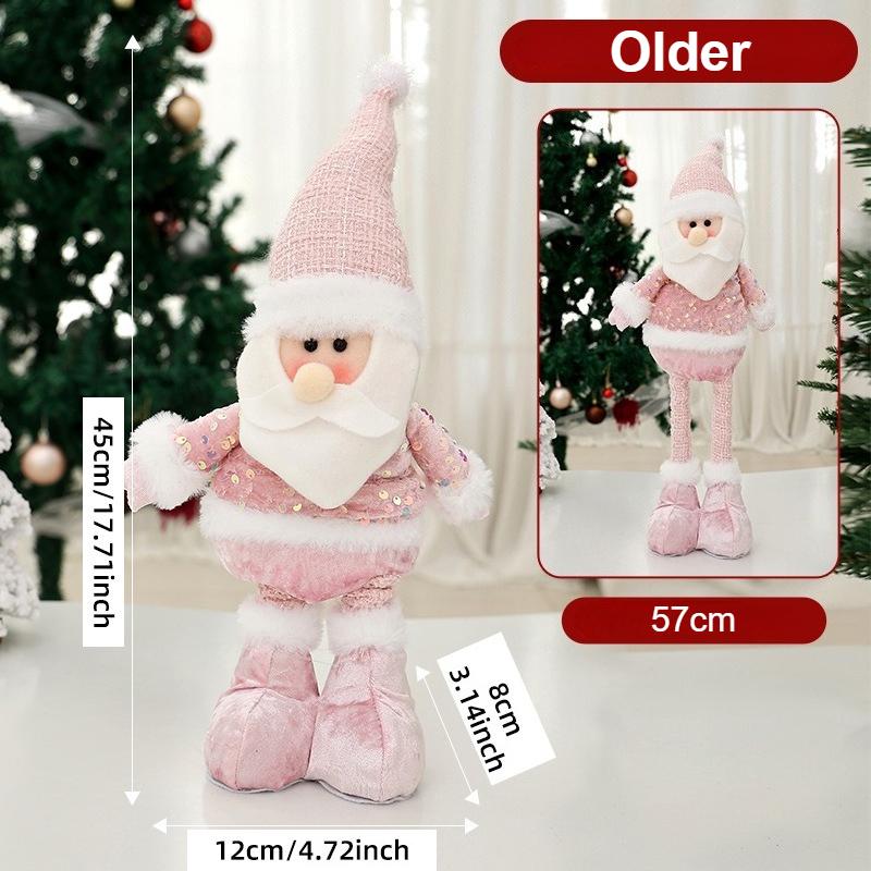 New Santa Claus Snowman Elk Pink Sequin Telescopic Doll Merry Christmas Decorations Window Props Matching Supplies Ornaments