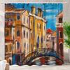 Red Modern Castle Decorative Shower Curtain Eiffel Tower Romantic Cherry Blossom Neuschwanstein Bathroom Decor Polyester Fabri