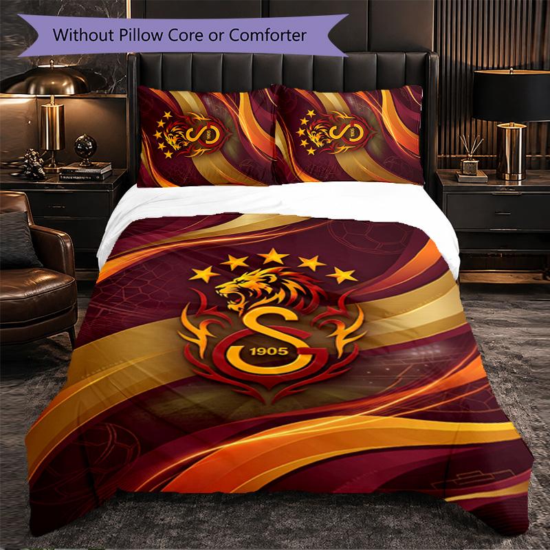 Biancheria da letto a tema Galatasaray FC Set 3 Pezzi Copripiumino Biancheria da letto decorativa per camera da letto per adolescenti Decorazione per la casa