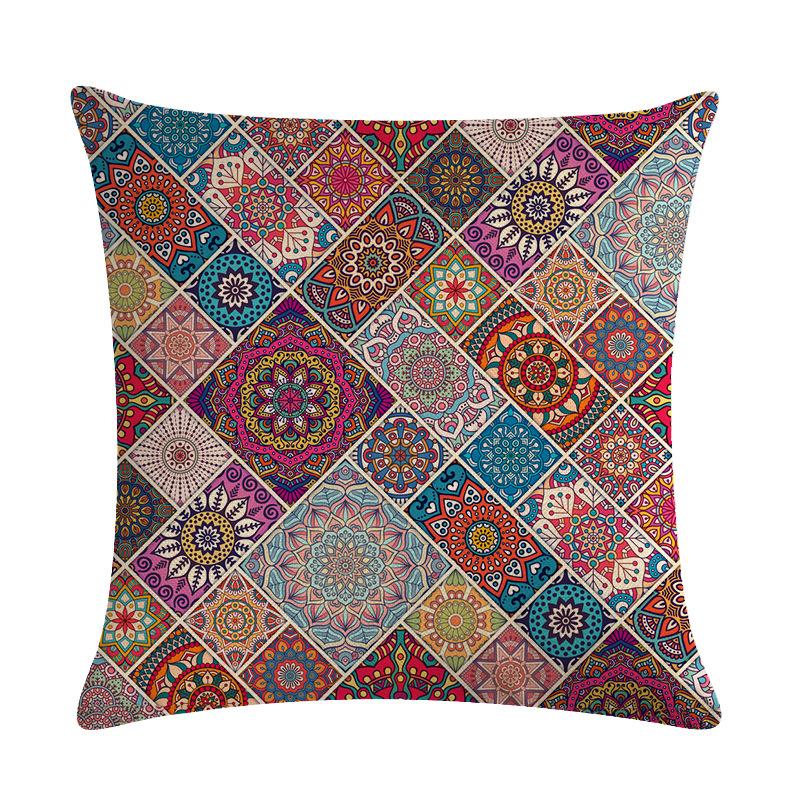 Mandala Pillowcase Square Cushion Cover Pillow Double Sided Ethnic Flower Bohemian Office Sofa Pillow