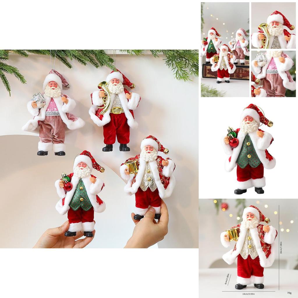 Cute Santa Claus Ornament With Musical Instruments Christmas Decoration Props For Holiday Decor And Window Display