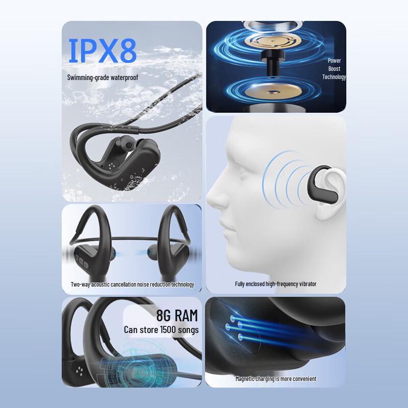 Masentek S710 IPX8 Su Geçirmez Kablosuz Yüzme ve Spor Kulaklıkları