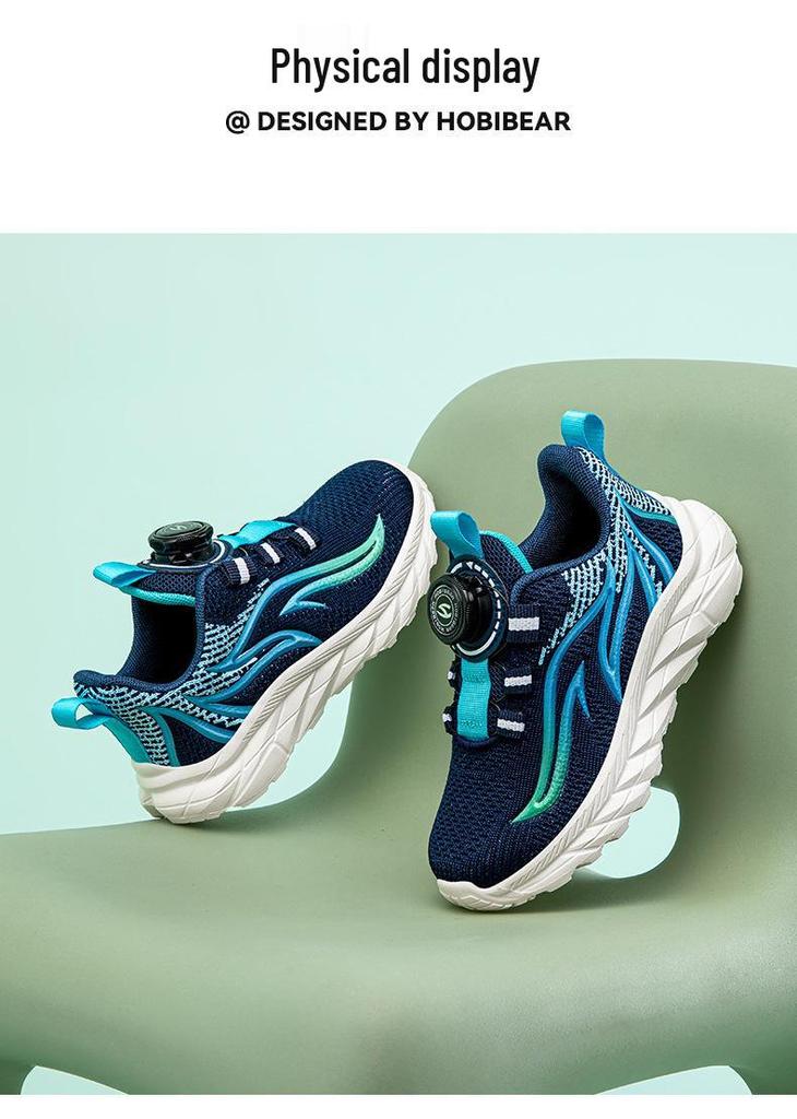 Happy Bear 25 Spring/Autumn Girls' Fly-knit Mesh Button Sports Shoes