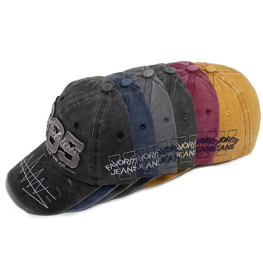 Baseball Cap Embroidery Vintage Washed Cotton Men Snapback Fashion Visor Hip Hop Hat Adjustable For Spring Autum Big Digit 1985 Minimalist