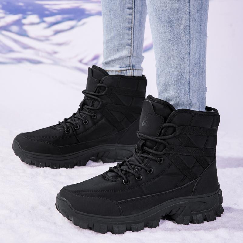 Damen Schneestiefel Hohe Outdoor Sportschuhe Plüsch Warm Baumwollschuhe Rutschfest Gehen Freizeitschuhe Dicke Sohle Verschleißfest