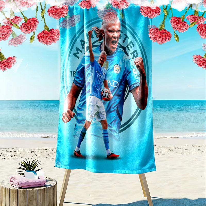 Asciugamano da Spiaggia con Stampa Gol di Haaland, Asciugamano Grande Morbido ad Asciugatura Rapida per Spiaggia Campeggio Nuoto