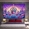 Virgin Mary with Vibrant Floral Halo Pattern Wall Hanging Tapestry Decorative Tapestry Home Decor for Bedroom and Living Room