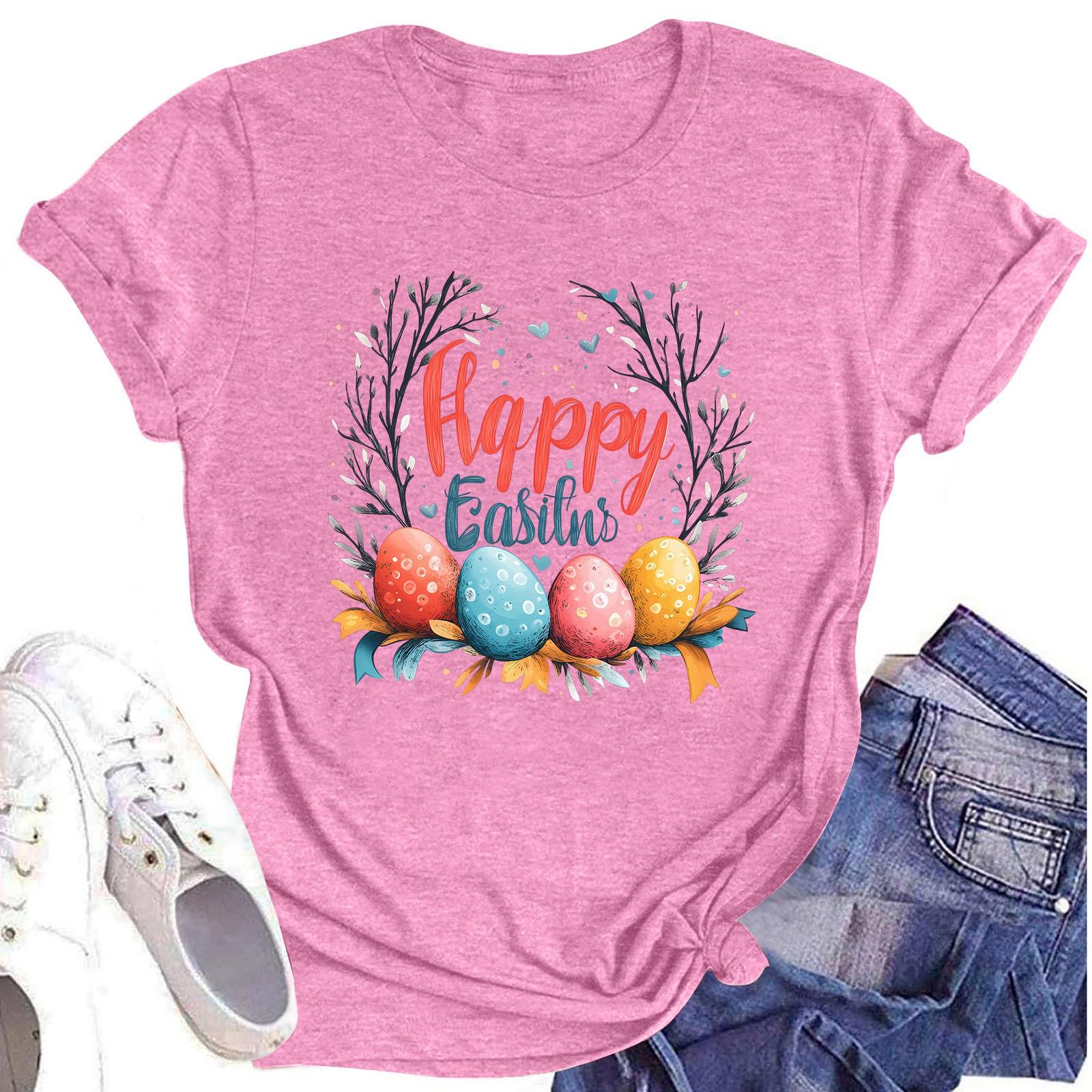 

Женский топ с круглым вырезом, повседневный принт, футболка с короткими рукавами XXL розовый