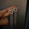1 Pair Women Dangle Earrings Heart Rhinestone Jewelry All Match Tassels Stud Earrings