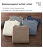 Men's Double-Ply Jacquard Cashmere Sweater - Thick, Half-High Neck, Loose Fit for Autumn/Winter Fashion.