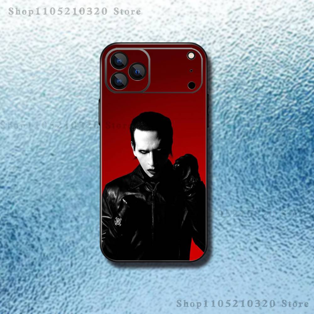 M-Marilyn M-Manson Phone Case For iPhone 17,16,15,14,13,12,11,Pro Max,XSX,,XR,SE,Mini,8,7,Soft Silicone Black Cover