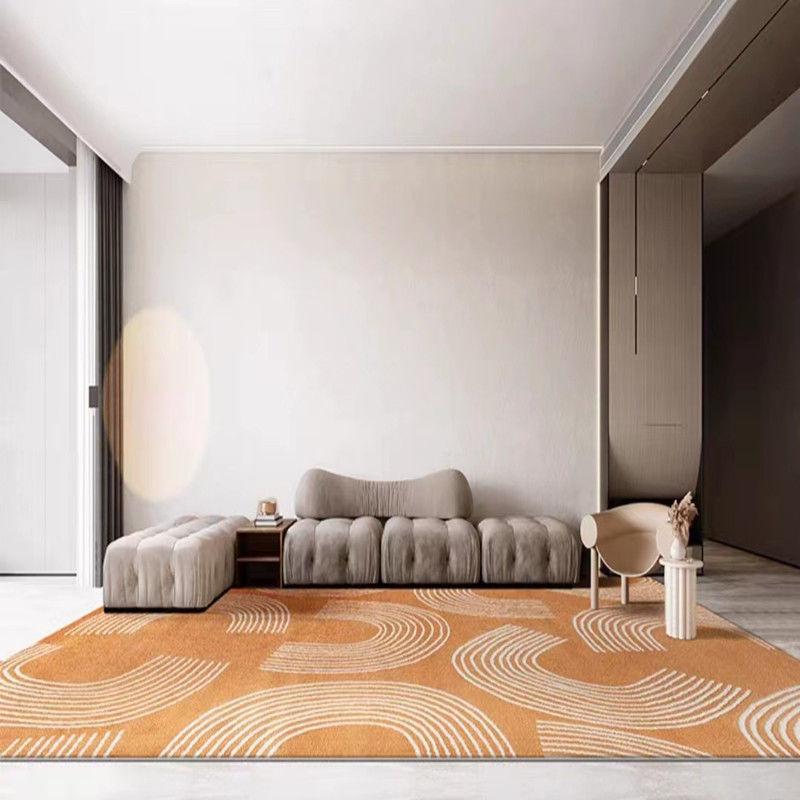 Simple Ins Light Luxury Orange Carpet Living Room Coffee Table Mat Nordic Modern Room Bedroom Bedside Rug Household Floor Mat