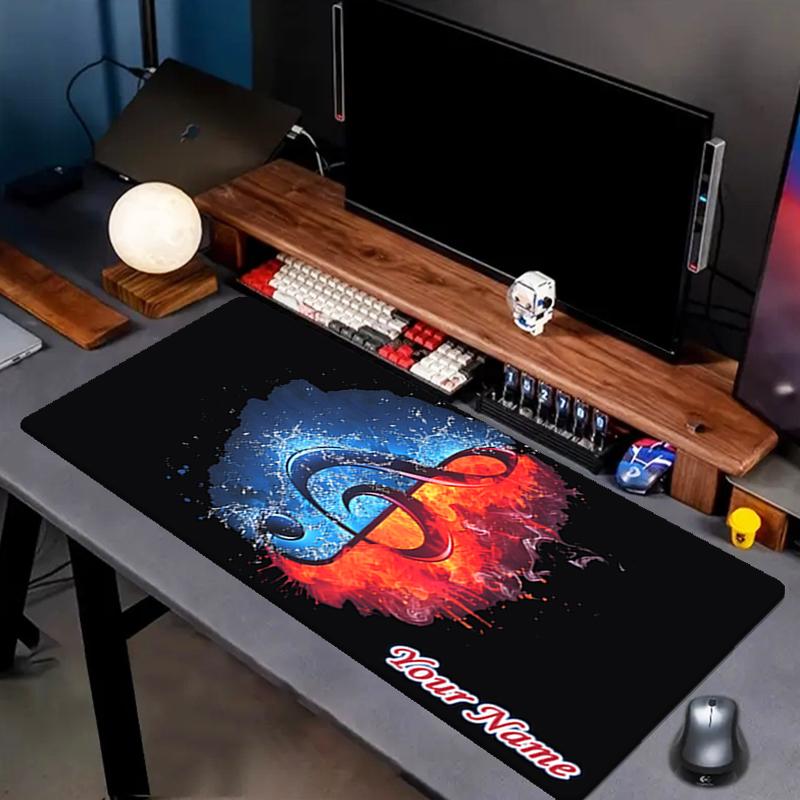 1PC Custom Name Music Fire Ice Mouse pad, keyboard and mouse desk pad, for computer notebook Birthday Gift For Any Room Or Office