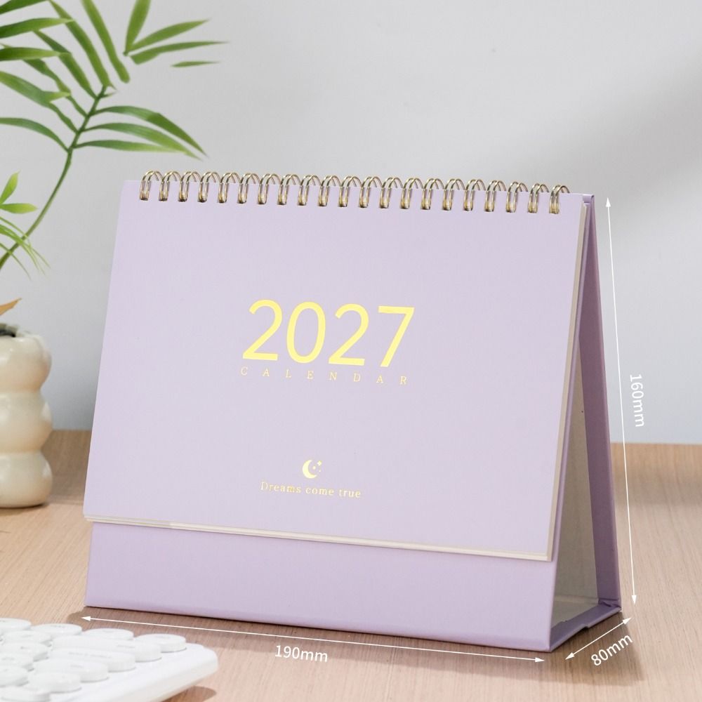 Paper 2027 Desk Calendar Spiral Binding Flip Calendar Durable Academic Planner Office Desk