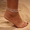 Women Ankle Bracelets 14K Gold Waterproof Layered Beaded Twisted Chain Ankle Bracelets Anklets Set Trendy Summer Beach Jewelry