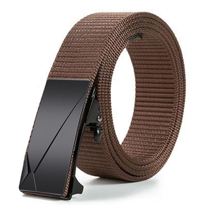Men'S Toothless Automatic Buckle Woven Canvas Belt Belt Casual Nylon Tactical Pants Belt Military Training Outdoor Belt