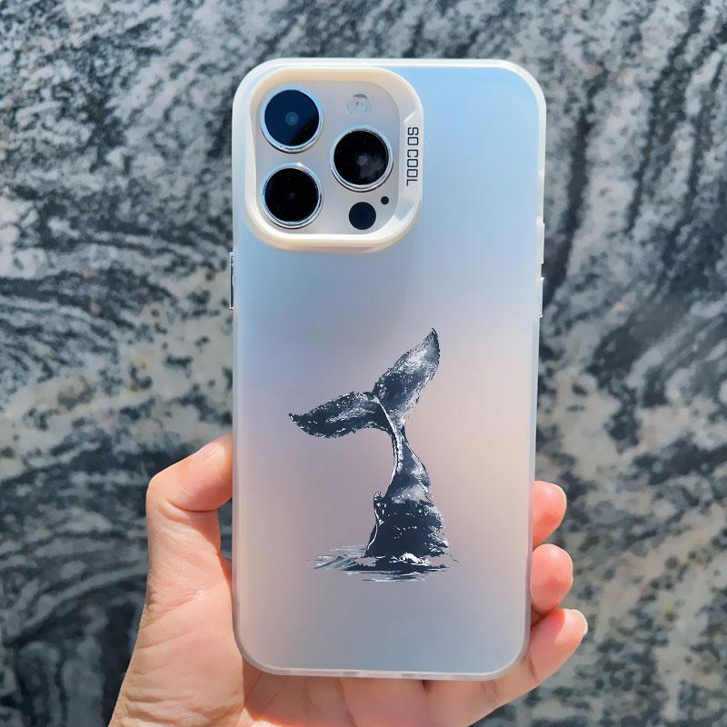 Cool Ocean Turtle Pattern Phone Case For iPhone 15 14 Pro Max 11 12 13 Pro Max Mini 15 Plus Sea Blue Turtle Design Laser Covers