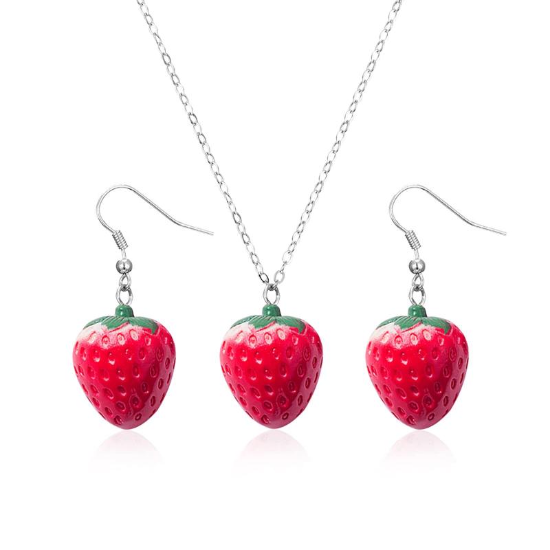 Unique Pastoral-Style Strawberry Earrings Hooks And Pendants Featuring Three-Dimensional Fruit Designs