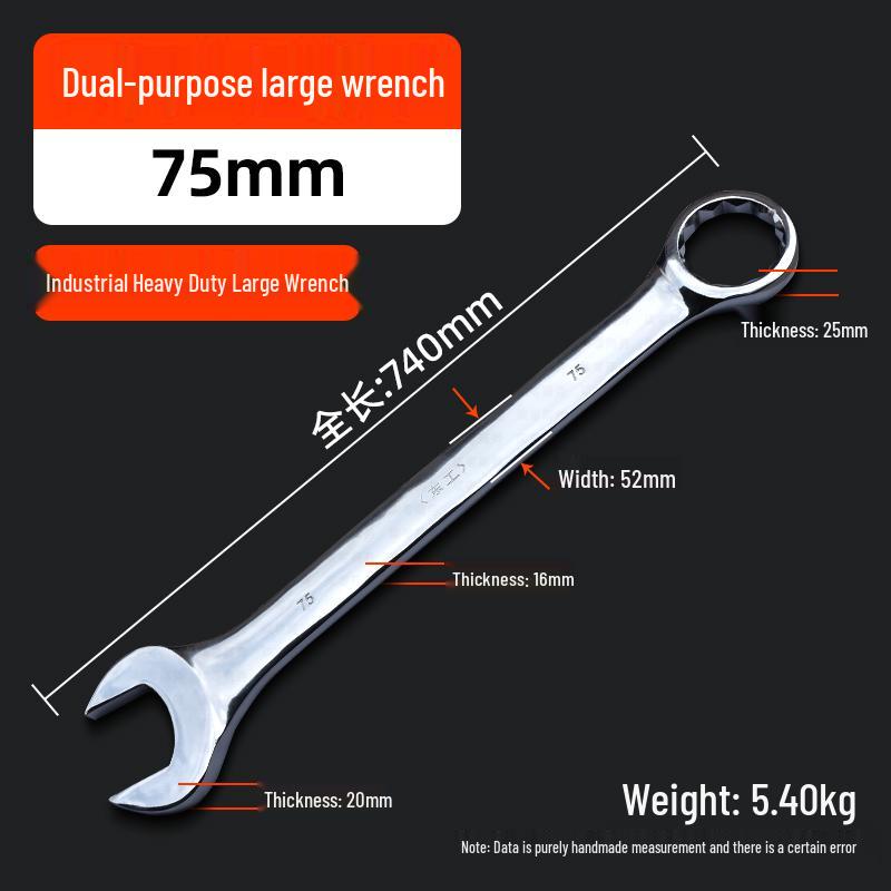Double-End Wrench Set: Extra Large 6-32mm Open/Box End for Auto Repair