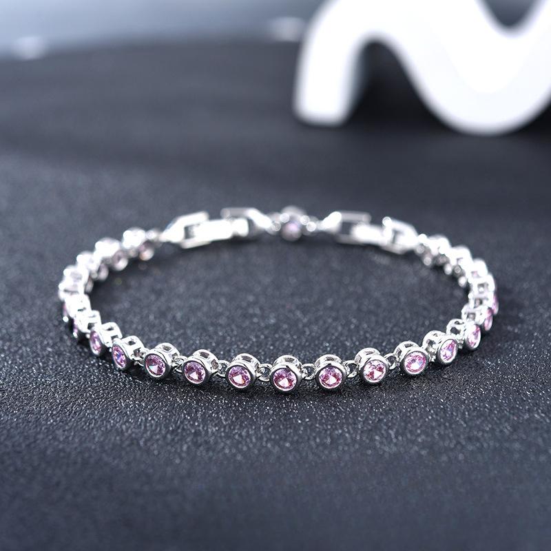 Japanese and Korean Beautiful Womens Round Seamless Bottom Set with Zircon Bracelet Niche Design Platinum Plated Jewelry Womens Accessories