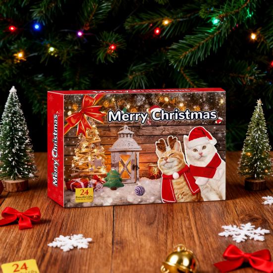 Christmas Cat Toy Advent Calendar 24 Days Interactive Indoor Kitten Pet Toy Xmas Countdown Calendar Box Cat Lovers Holiday Party Gift