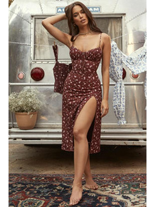 Vânzare fierbinte: Rochie sexy cu umerii goi, cu coadă frunză de lotus, cu bandaj care urmărește linia șoldurilor, pentru femei