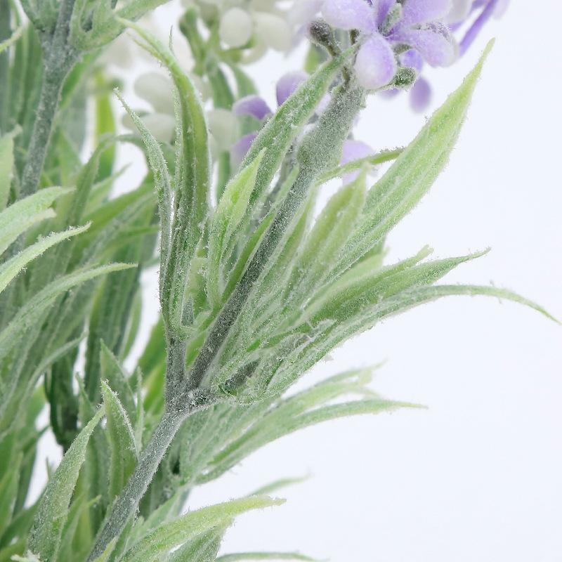 7 Head Flocked Lavender Flower Bouquet Partition Fence Decoration Artificial Lavender Flower