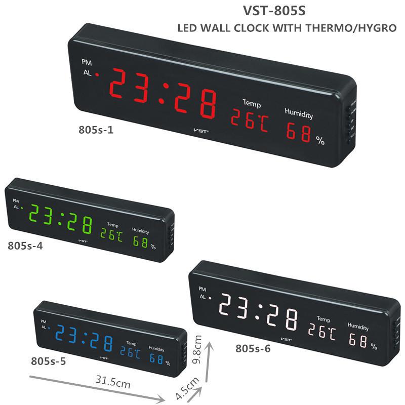 Home Practical Digital Desk Hanging Dual-purpose LED Clock Digital Clock with Temperature and Humidity Multiple Alarm Clocks