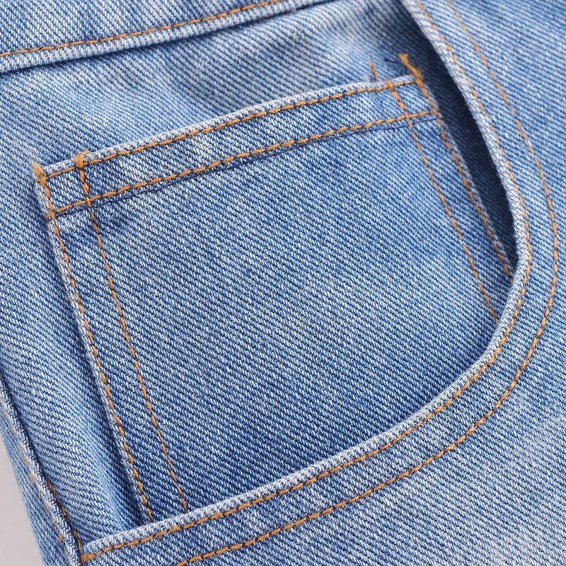 Kaslead New Women Clothes Western Style Hole Decoration Fashion High Waist Baggy Jeans 8727010