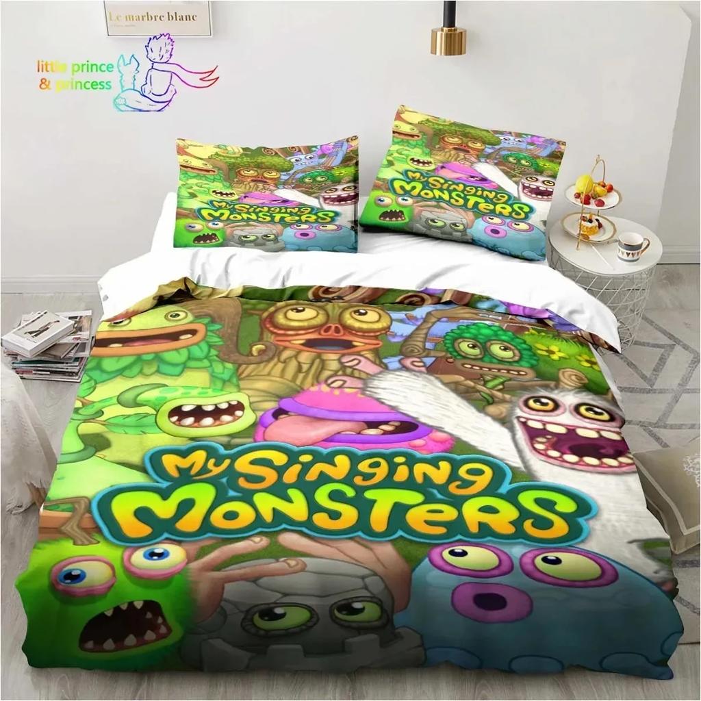 My Singing Monsters Video Game Cartoon Bedding Set Single Twin Full Queen King Size Bed Set Adult Kid Bedroom Bedding Gift
