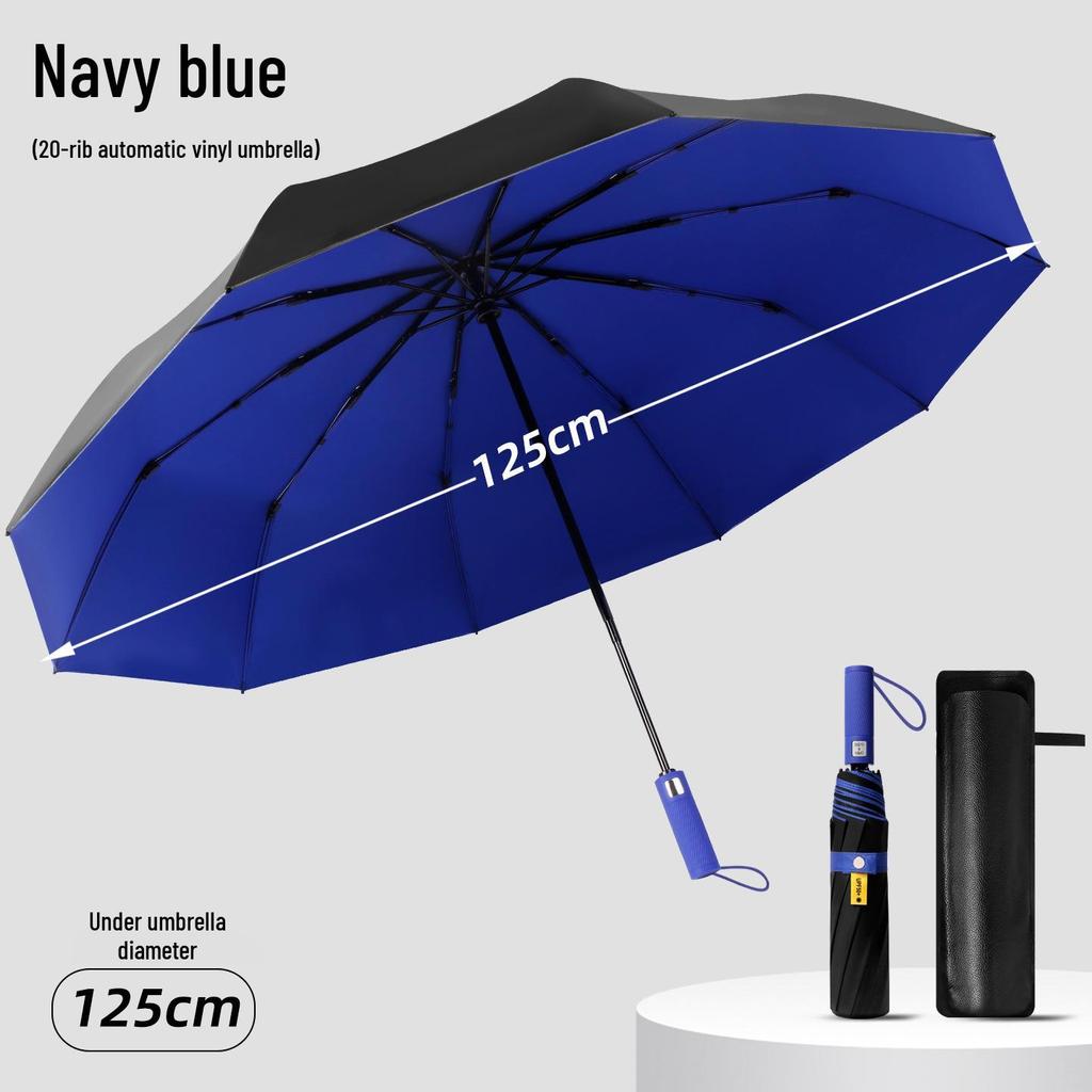 Zesílený Větruodolný Extra Velký Černý Deštník pro Tři - Dvojí Použití pro Slunce i Déšť