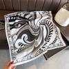 Women S Geometric Abstract Printed Silk Like Square Scarf For Sun Protection