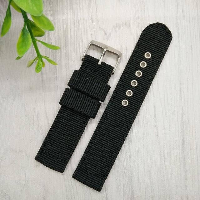 Nylon Mesh Klokkereimer Mote Svart Brun 20mm 22mm 24mm Dame Herre Sport Klokkereim Rustfritt Stål Spenne Tilbehør