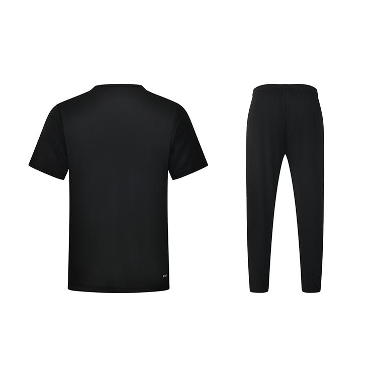Li-Ning Minimalist Slim Fit Daily Street Round Neck Pullover Short Sleeve Quick Dry Cool Lightweight Long Pants Casual Sports Suit AHST347-1+AYKS419-1
