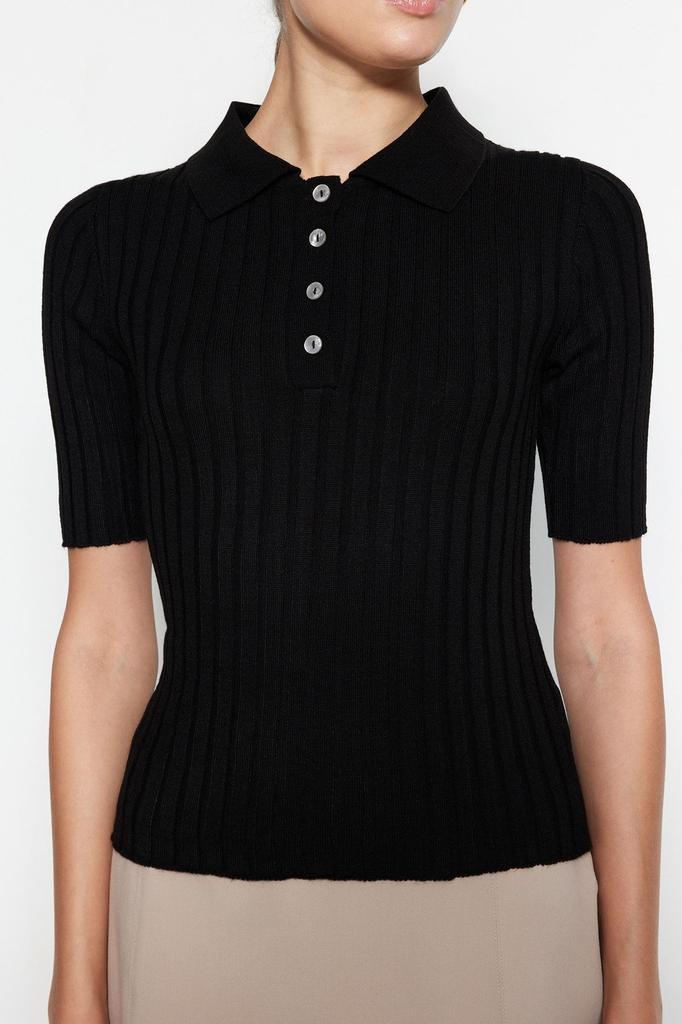 Women's Fashionable Stylish Sweater Mink Basic Polo Neck T-Shirt Look Knitwear Sweater