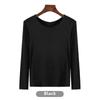 Korean Half-High Collar Slim Fit Modal T-Shirt - Long-Sleeve Solid Color Top