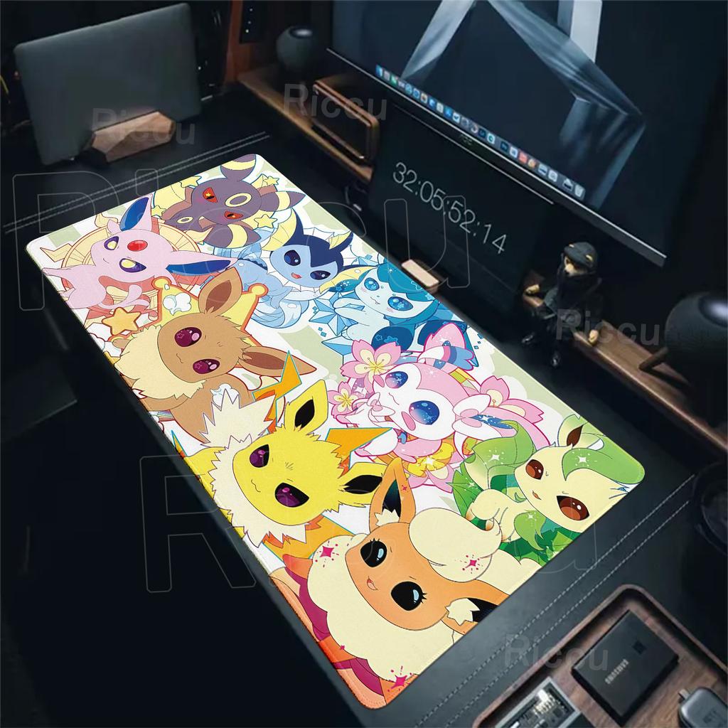 Game Card Pad Anime Gaming Keyboard Pad Pokemon Eevee Mousepad Gamer Mouse Pad HD E-Sports Extended Desk Mat PC Cabinet Tablemat