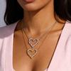 New High Quality Micro Pave White CZ Heart Charm Link Chain Necklace Minimal Delicate Lover Girlfriend Fashion Jewelry
