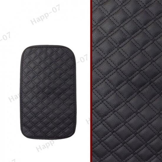 Quilted Embroidery PU Leather Car Armrest Box Cover Pad Center Console Protector