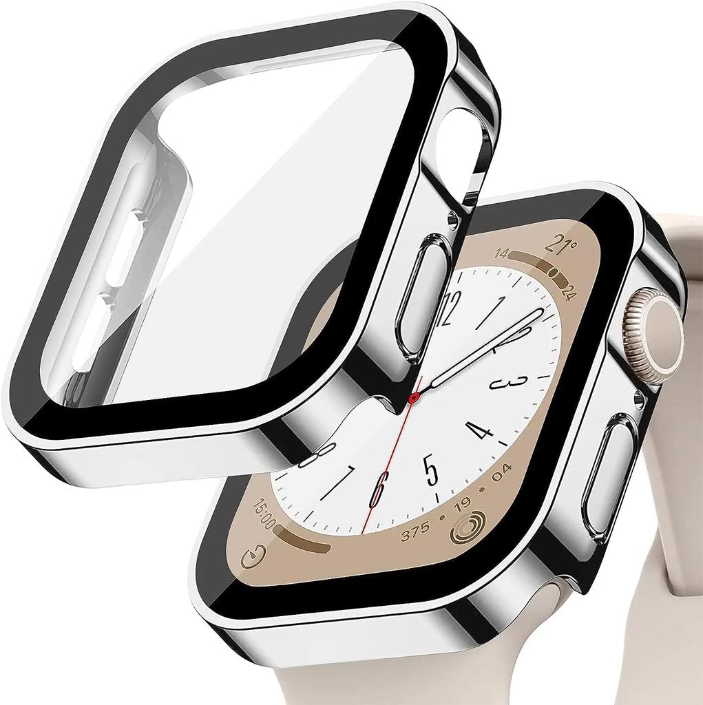 Tempered Glass+Cover For Apple Watch 11 10 9 8 7 46mm 42mm PC Bumper Screen Protector Case iWatch Series 7 6 5 4 SE3 44 40 45mm