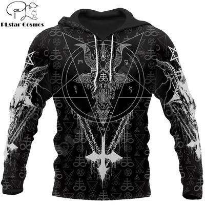 Marka Moda Sonbahar Kapüşonlular Şeytani Dövme Sembolleri 3D Her Yerinde Baskılı Erkek Kazak Unisex Zip Kazak Rahat Ceket