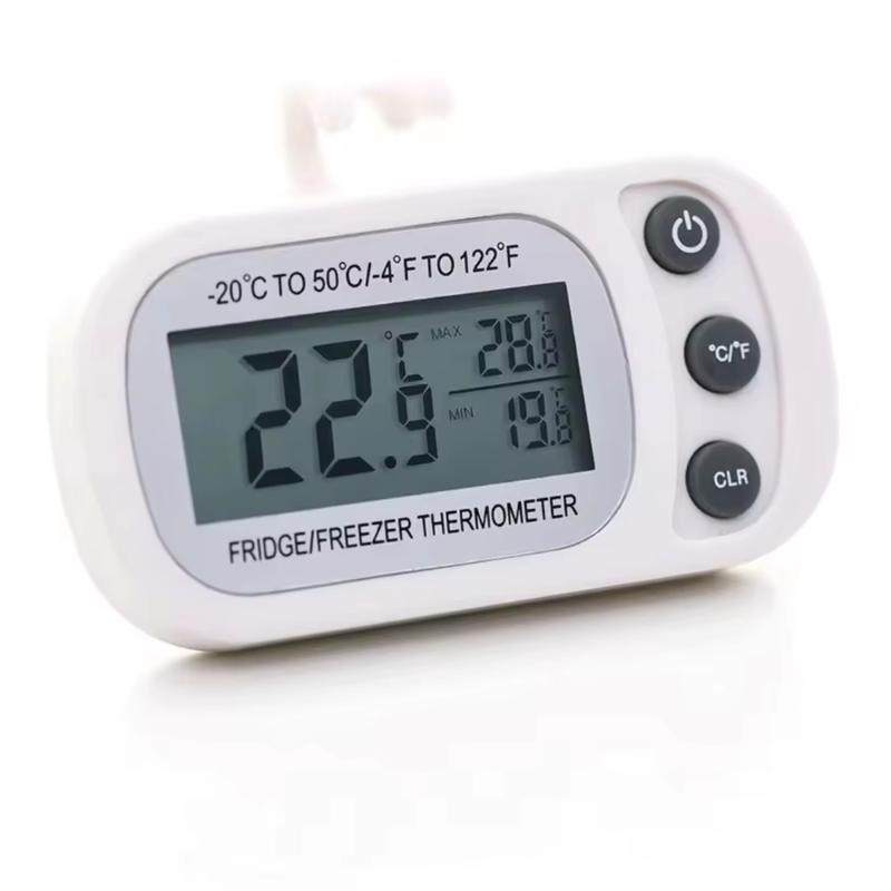 Mini LCD Digital Fridge Thermometer Anti-Humidity with Hook for Household Refrigerator Freezer Food Temp Monitoring Tool
