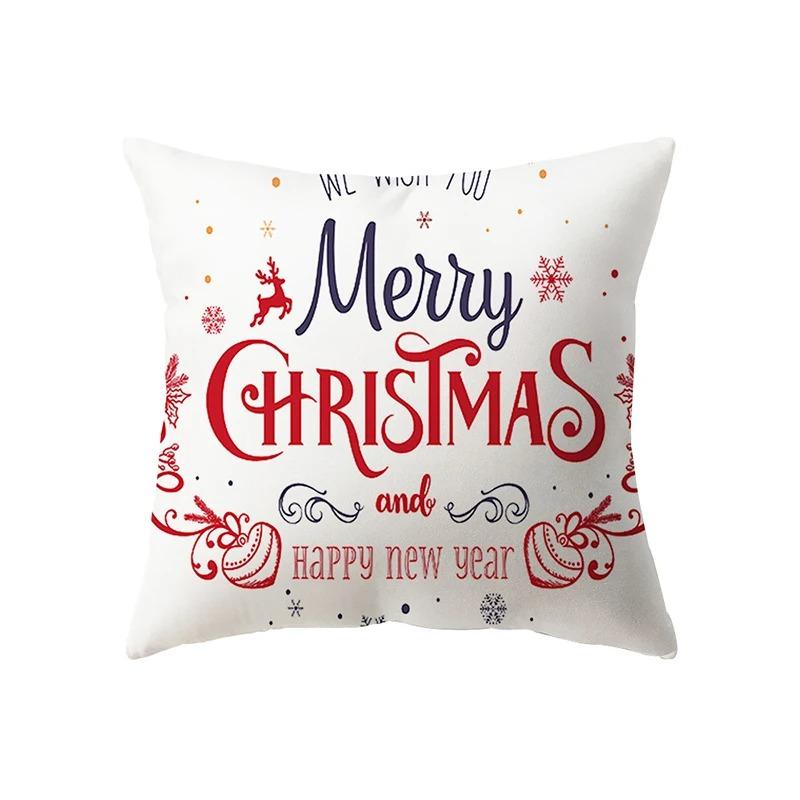 Christmas Decoration Theme Cartoon Print Pattern Cushion Cover For Home Living Room Sofa Pillow Cover