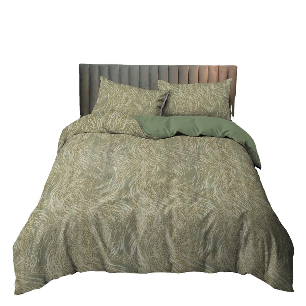 Simple Retro Printing Three-Piece Yama Dark Beast Kit Quilt Cover Bedding