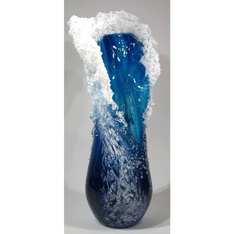 Onda Marina Piccolo Vaso Fiori Resina Artigianato Vaso Onda Marina Decorazione Serie Marina Blu Decorazione Casa