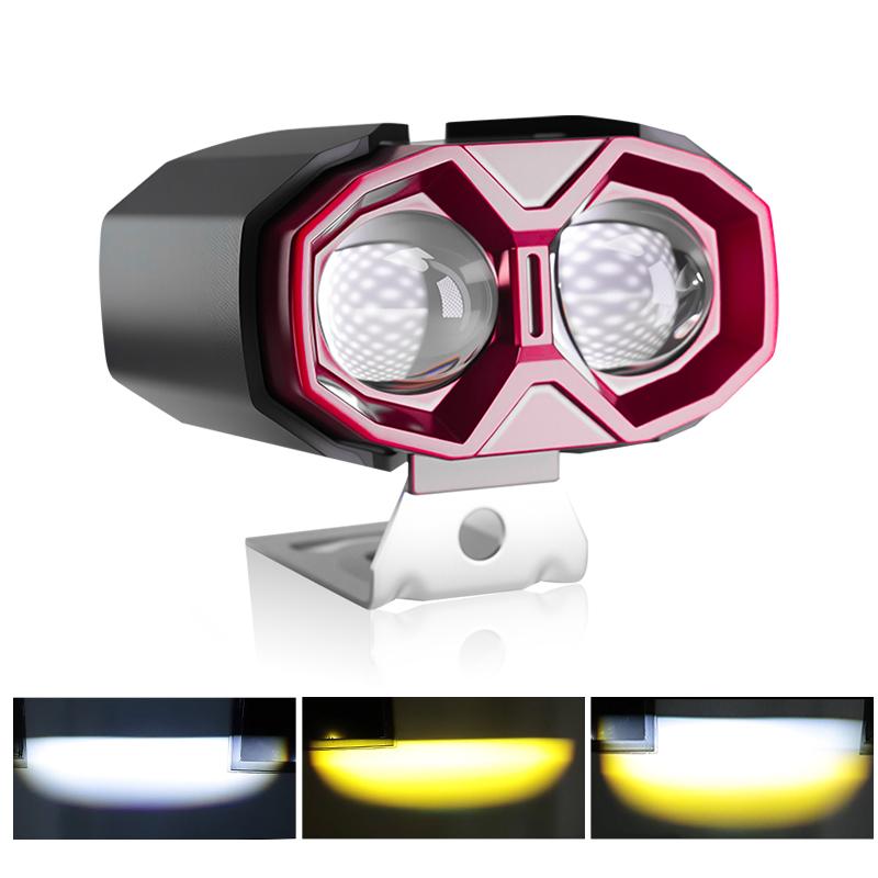 2 светодиодных лазерных прожектора-модуля Мотоцикл Автомобиль Матричная линза Противотуманные Ездовые Внедорожные 130 Вт Двухцветные с Fun 10 В - 80 В Грузовик Квадроцикл UTV 1PC