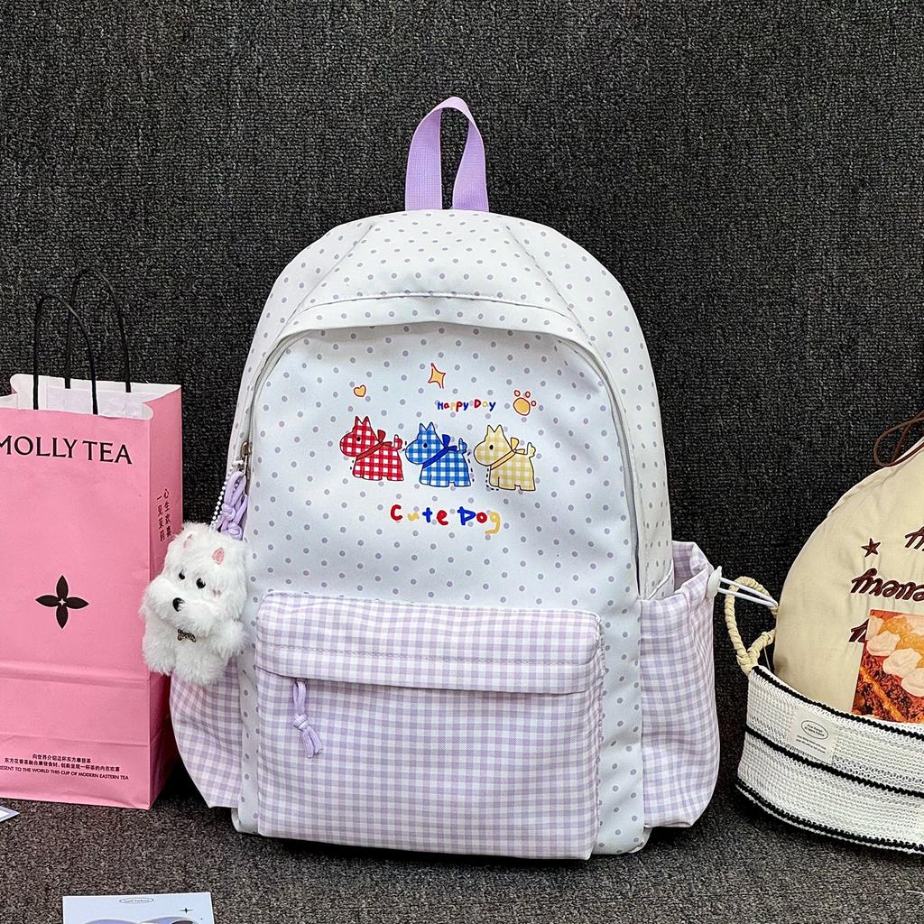 Schoolbag polka dot student schoolbag cute simple schoolbag high value girl feeling schoolbag fresh junior high school student schoolbag