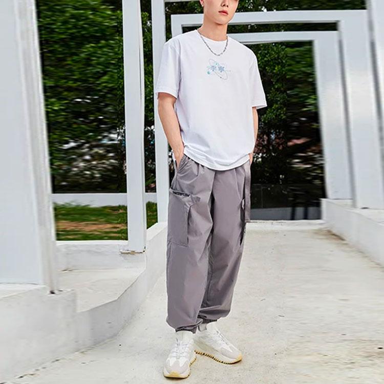 Li Ning Sports Fashion Series Dazzling Print Logo Round Neck Short Sleeve T-Shirt Men Tops White AHSR153-2